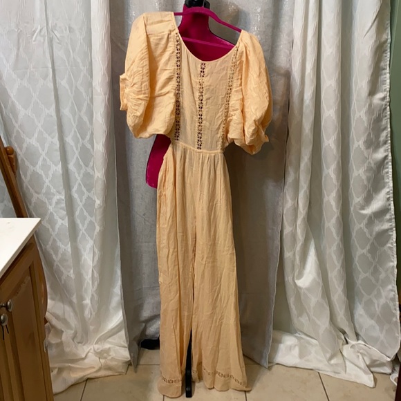 Free People Salerno Jumpsuit Peach Brioche Jumper size S - Picture 6 of 17